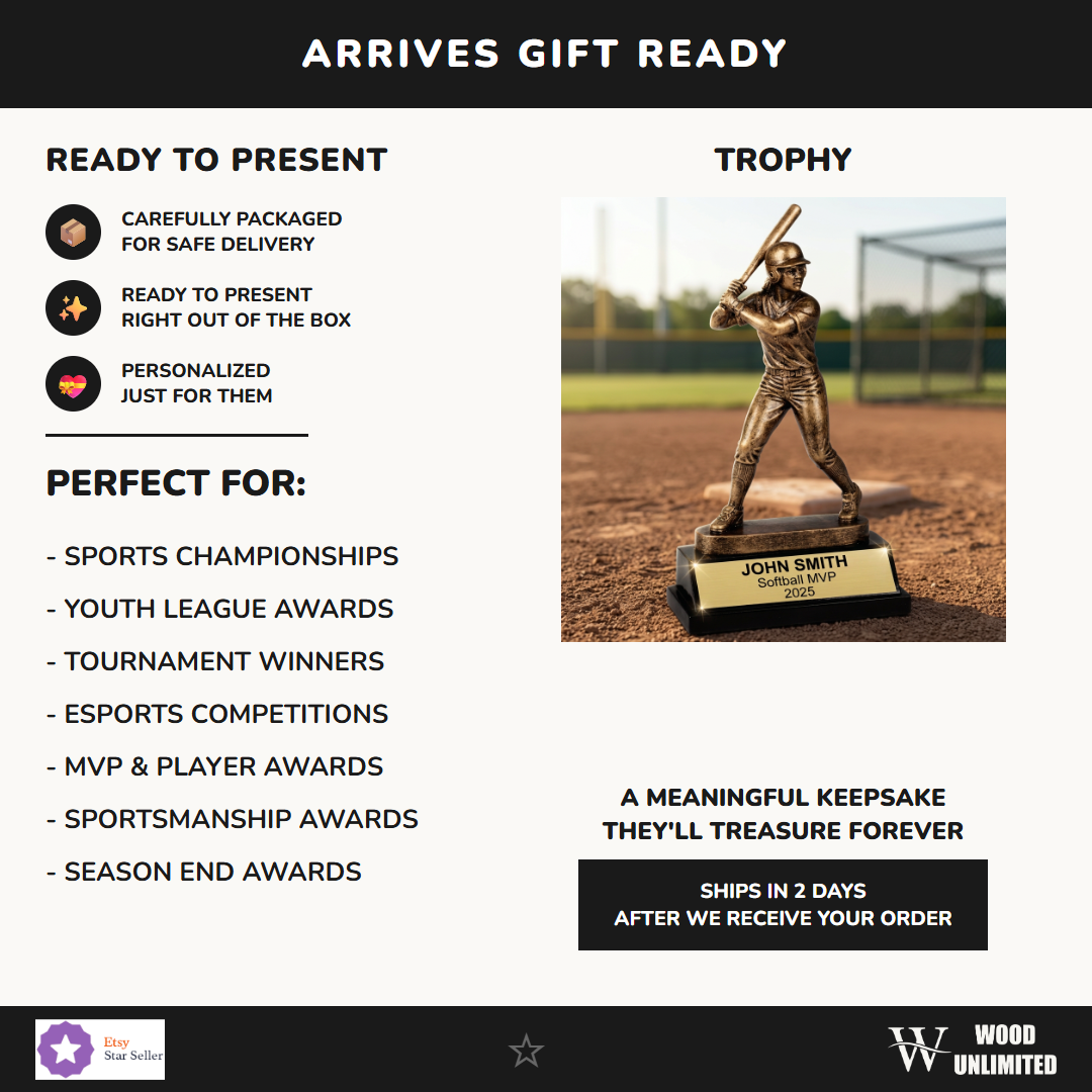 Personalized Softball Trophy - Custom Engraved Team & MVP Award