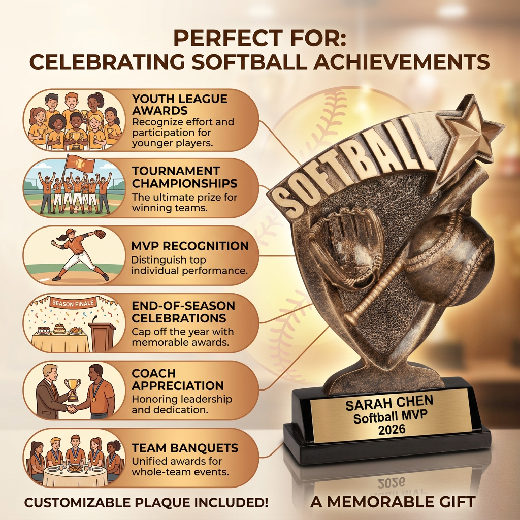 Personalized Softball Trophy - Custom Engraved Team & MVP Award