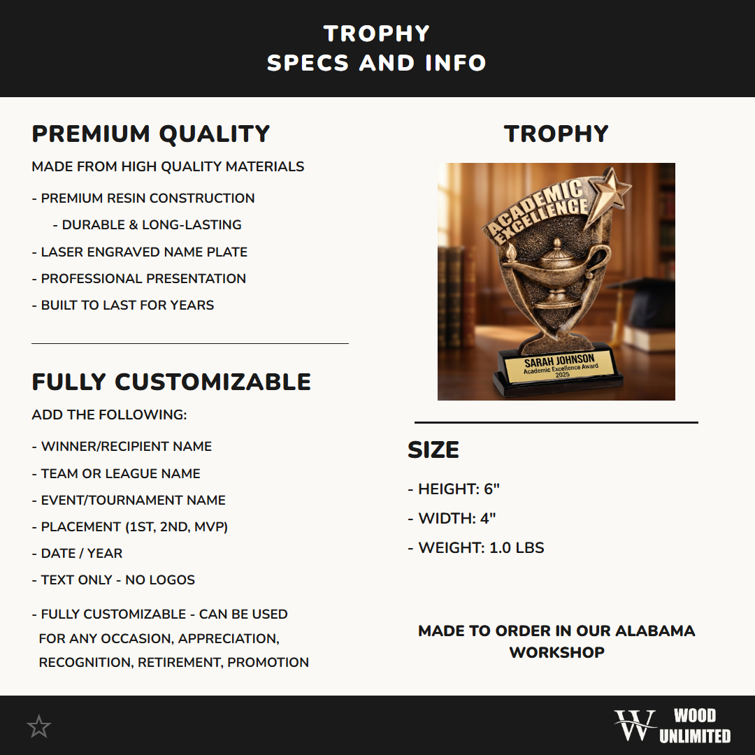 Personalized Lamp of Knowledge Trophy - Custom Engraved Award