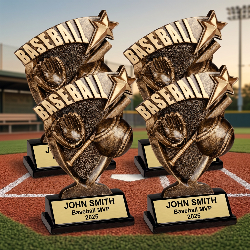 Personalized Baseball Trophy - Custom Engraved Broadcast Resin Award