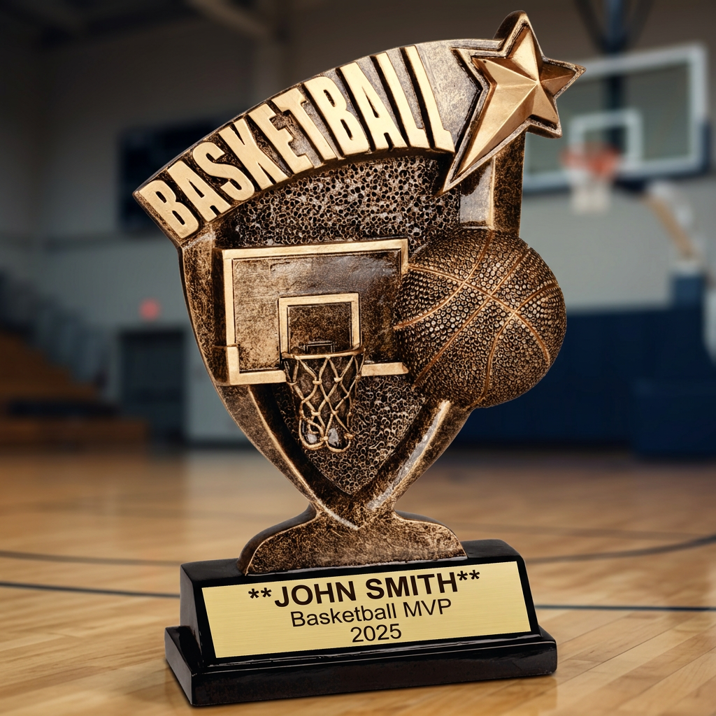 Personalized Basketball Trophy - Custom Engraved Broadcast Resin Award