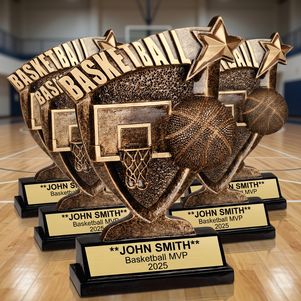 Personalized Basketball Trophy - Custom Engraved Broadcast Resin Award