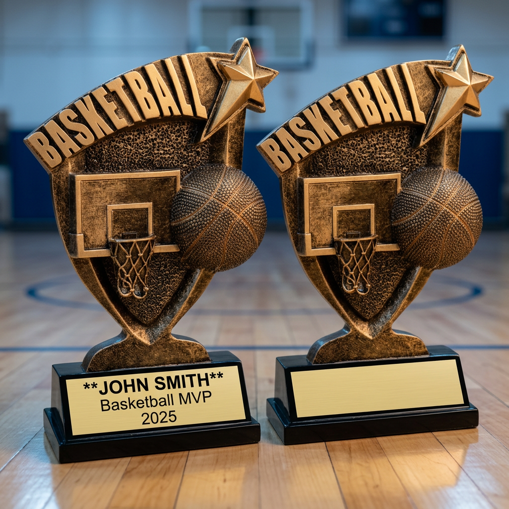 Personalized Basketball Trophy - Custom Engraved Broadcast Resin Award