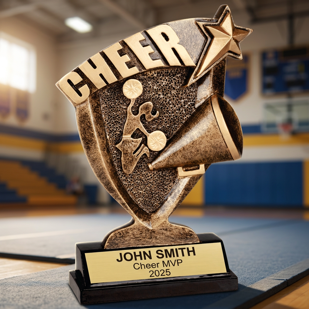 Personalized Cheer Trophy - Custom Engraved Broadcast Resin Award
