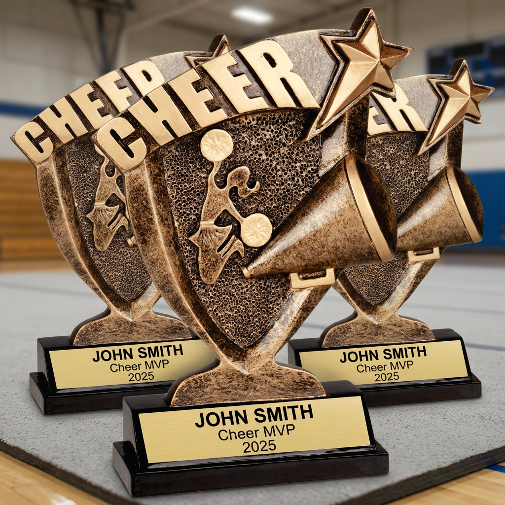 Personalized Cheer Trophy - Custom Engraved Broadcast Resin Award