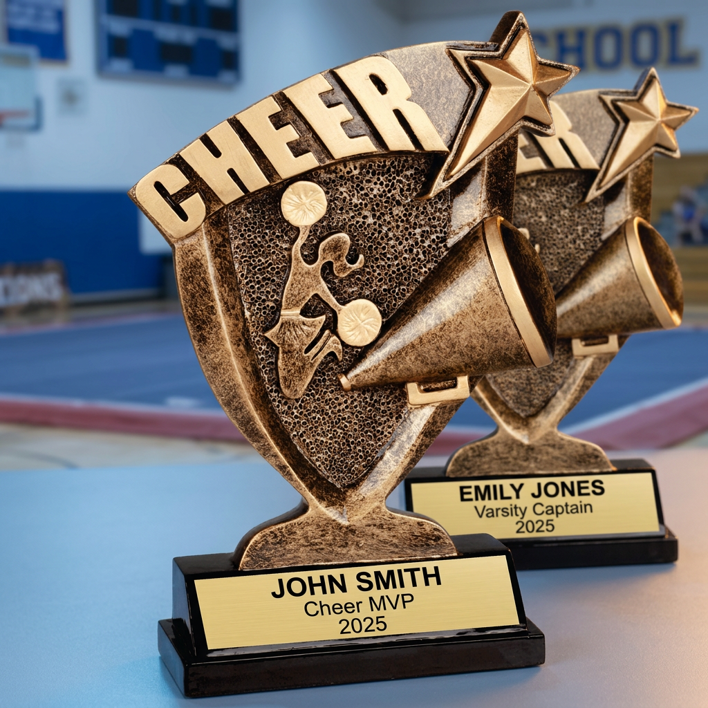 Personalized Cheer Trophy - Custom Engraved Broadcast Resin Award