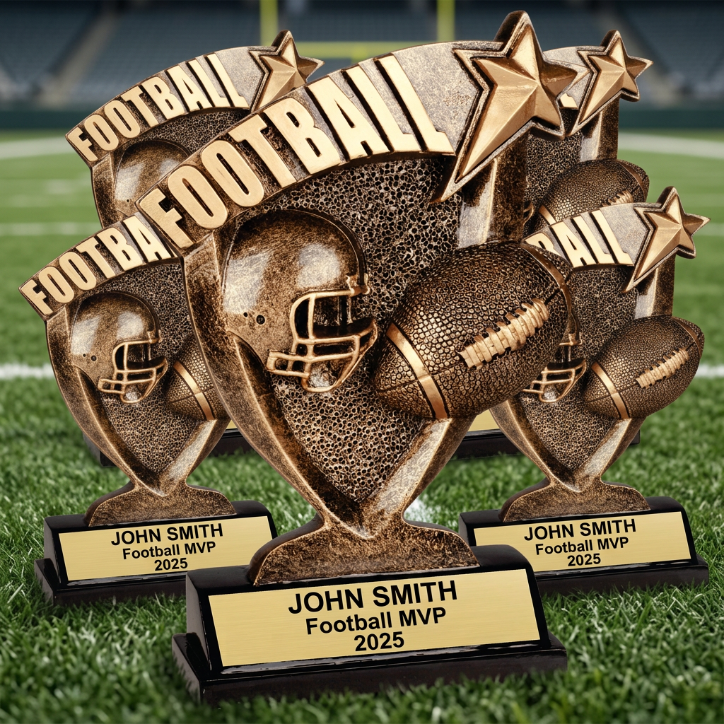Personalized Football Trophy - Custom Engraved Broadcast Resin Award