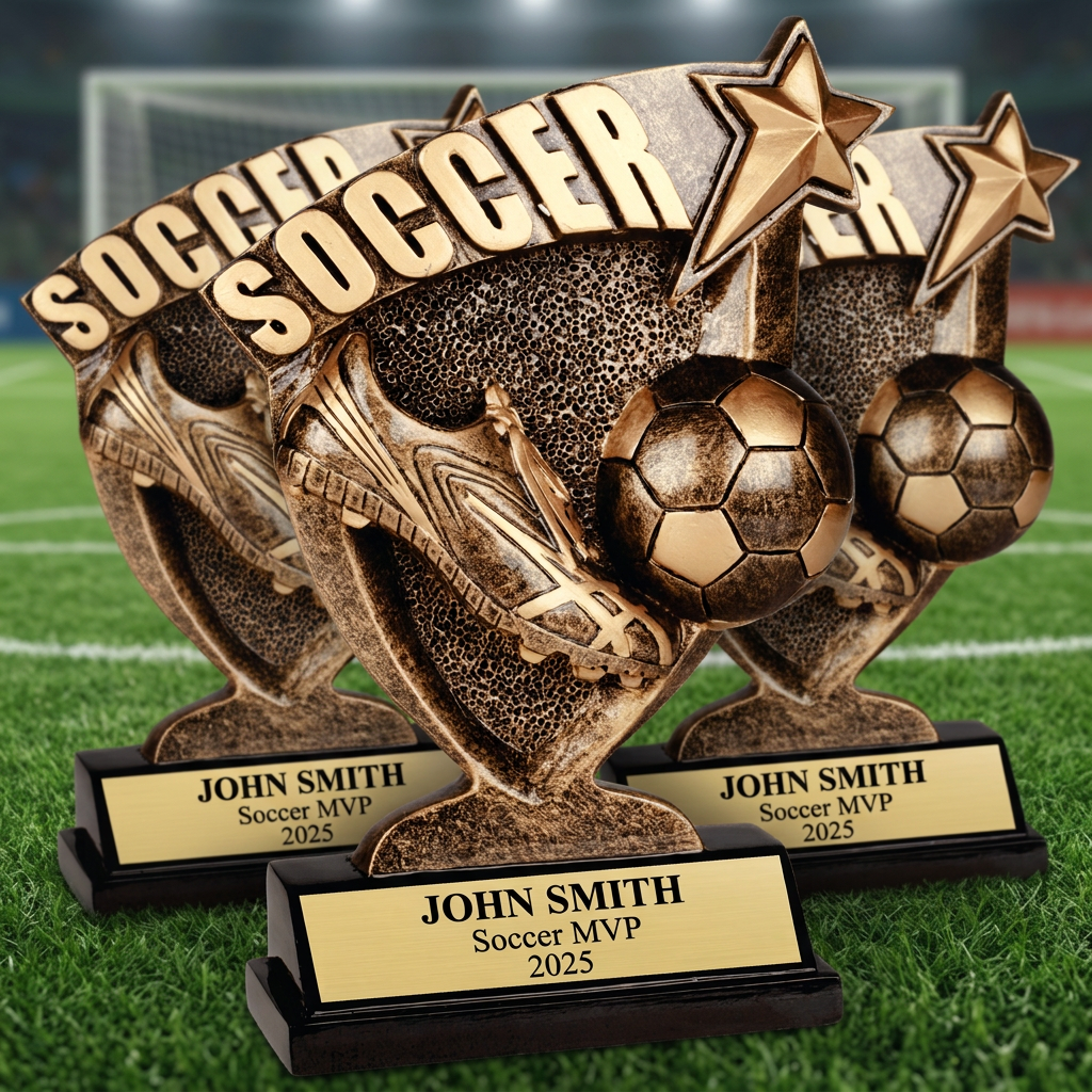 Personalized Soccer Trophy - Custom Engraved Broadcast Resin Award