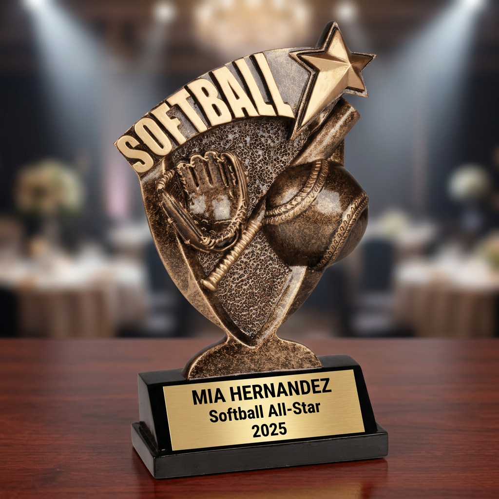 Personalized Softball Trophy - Custom Engraved Team & MVP Award