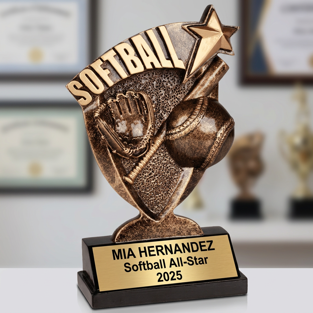 Personalized Softball Trophy - Custom Engraved Team & MVP Award