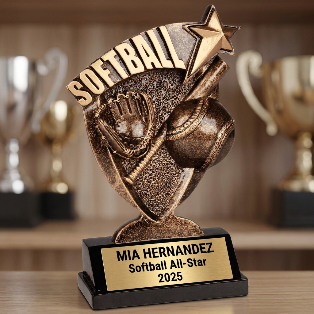 Personalized Softball Trophy - Custom Engraved Team & MVP Award
