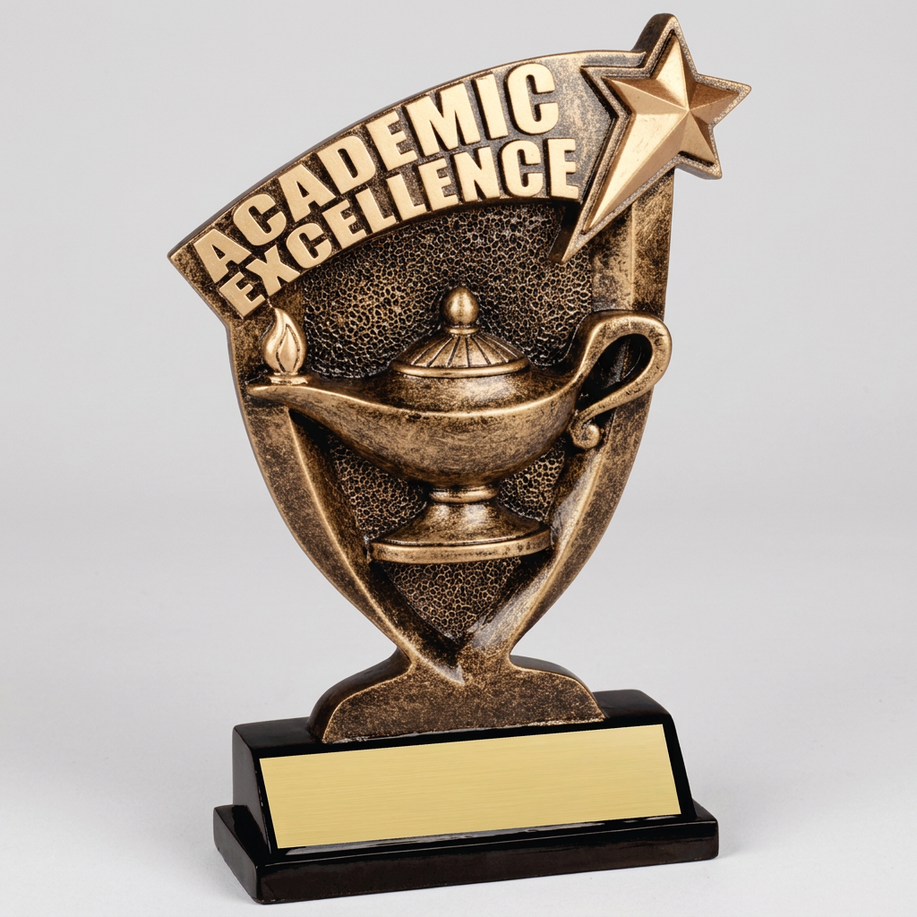 Personalized Lamp of Knowledge Trophy - Custom Engraved Broadcast Resin Award