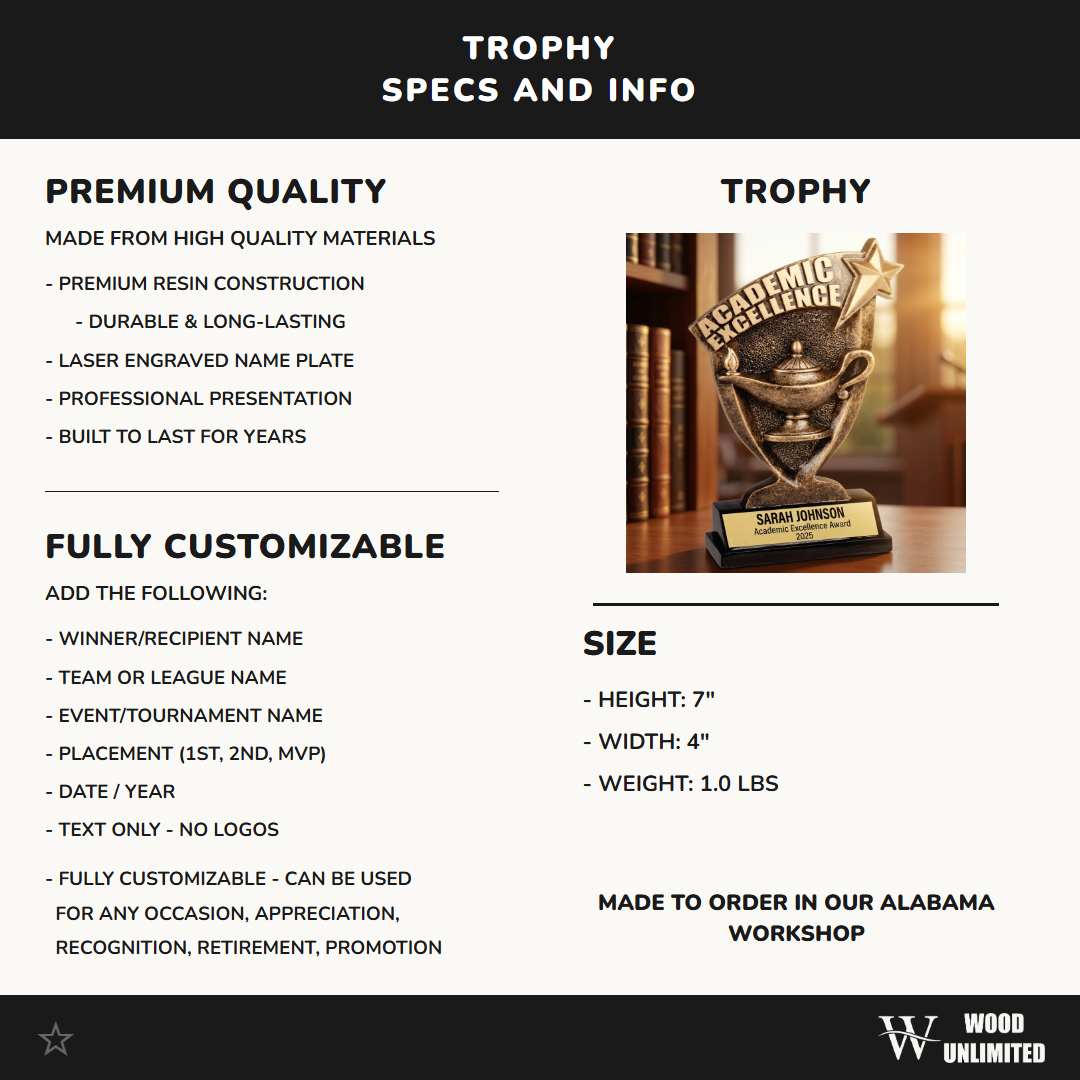 Personalized Lamp of Knowledge Trophy - Custom Engraved Award