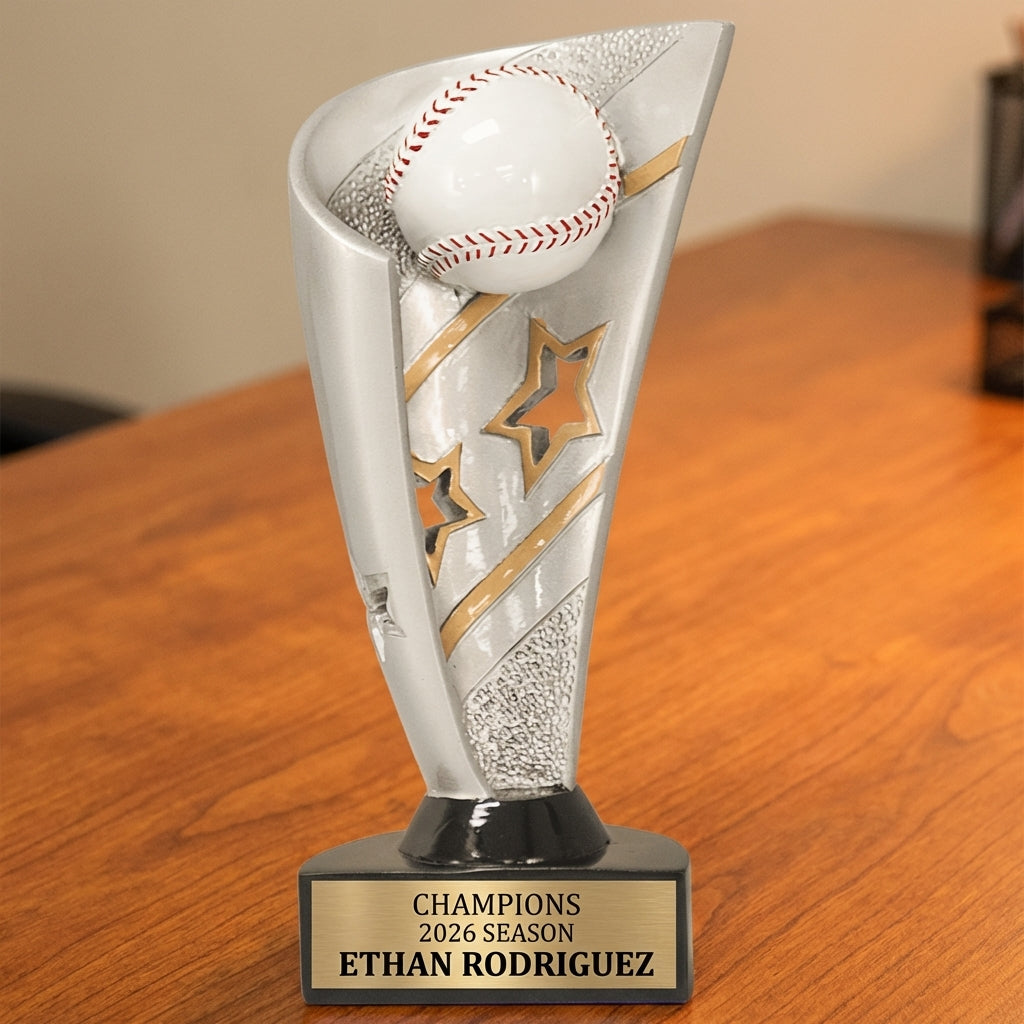 Personalized Baseball Trophy 7" - Custom Engraved BNN for Team, Coach & MVP - View 2
