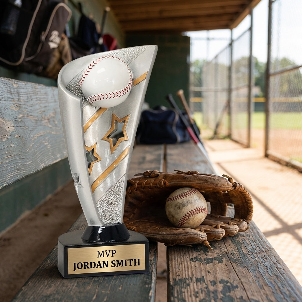 Personalized Baseball Trophy 7" - Custom Engraved BNN for Team, Coach & MVP - View 3