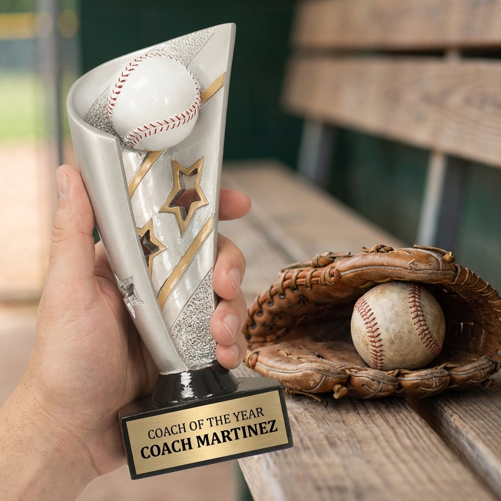 Personalized Baseball Trophy 7" - Custom Engraved BNN for Team, Coach & MVP - View 5