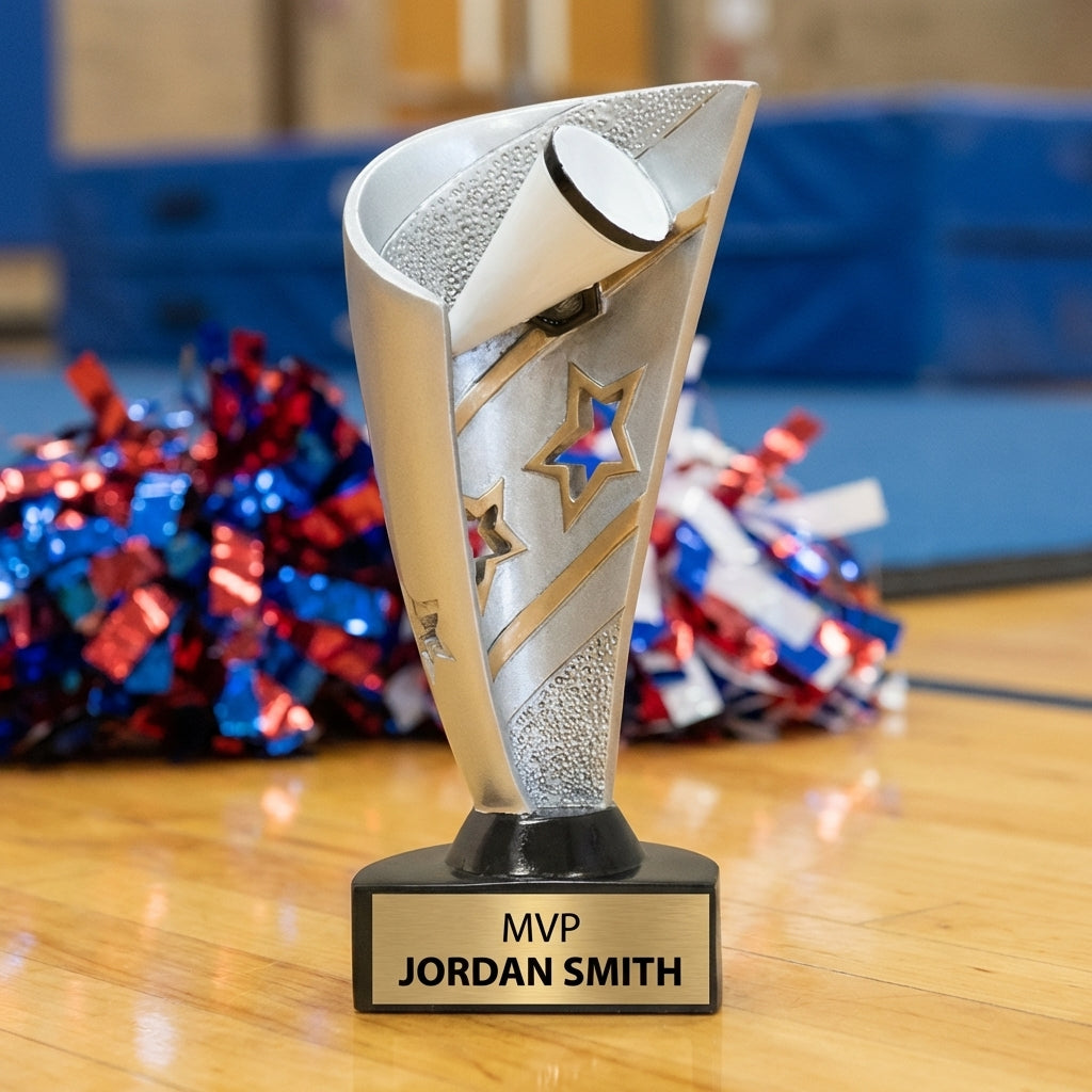 Personalized Cheer Trophy 7" - Custom Engraved BNN for Team, Coach & MVP - View 3