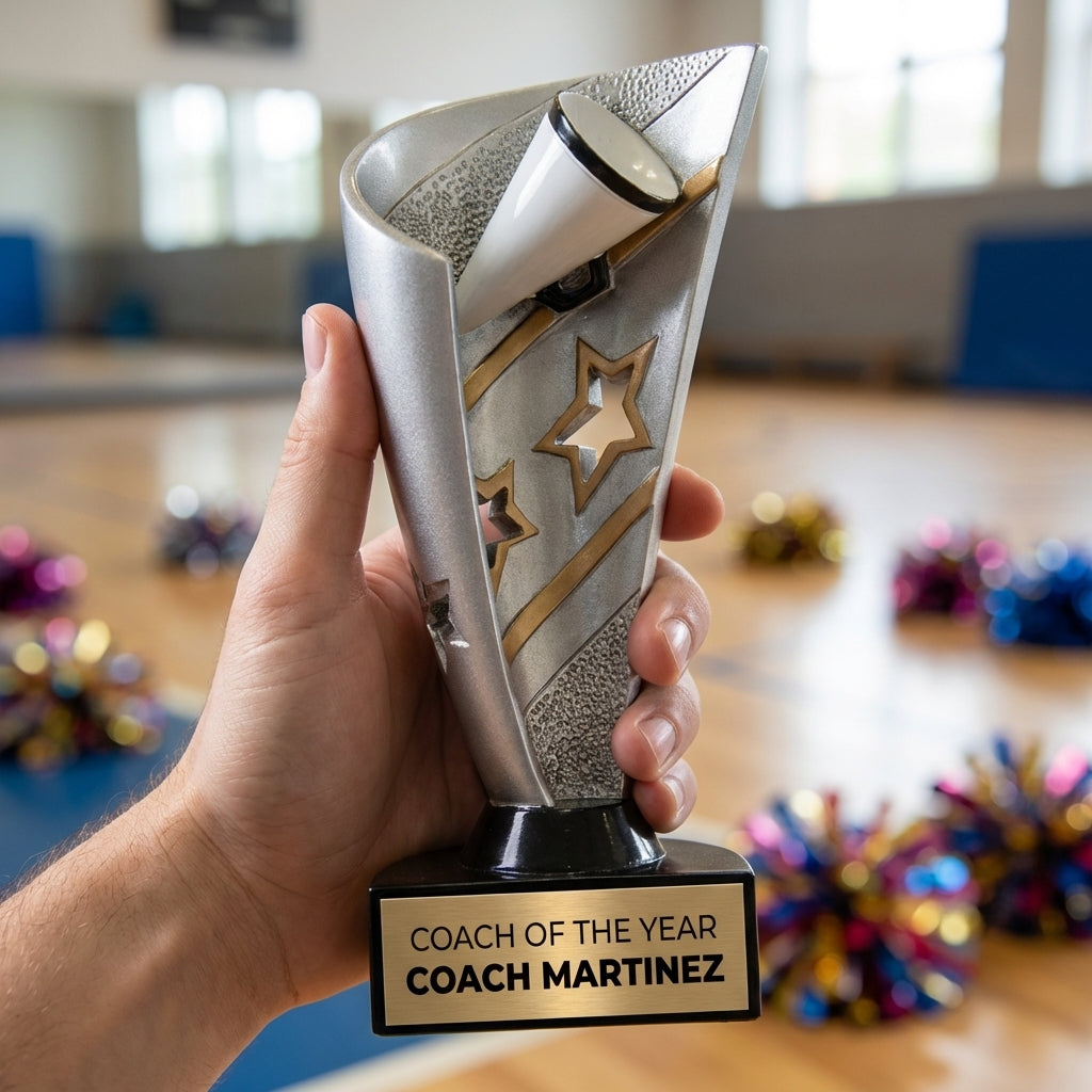 Personalized Cheer Trophy 7" - Custom Engraved BNN for Team, Coach & MVP - View 5