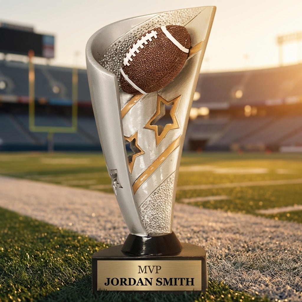 Personalized Football Trophy 7" - Custom Engraved BNN for Team, Coach & MVP - View 3