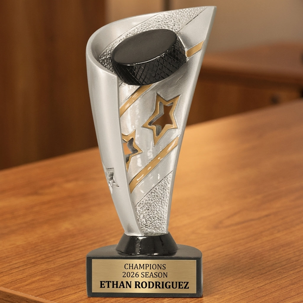Personalized Hockey Trophy 7" - Custom Engraved BNN for Team, Coach & MVP - View 2