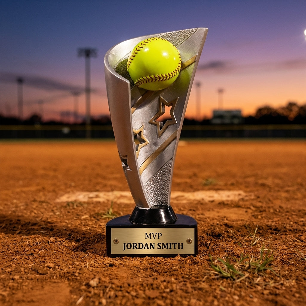 Personalized Softball Trophy 7" - Custom Engraved BNN for Team, Coach & MVP - View 3