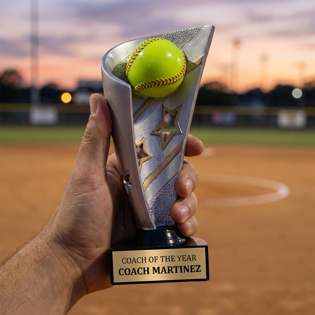 Personalized Softball Trophy 7" - Custom Engraved BNN for Team, Coach & MVP - View 5