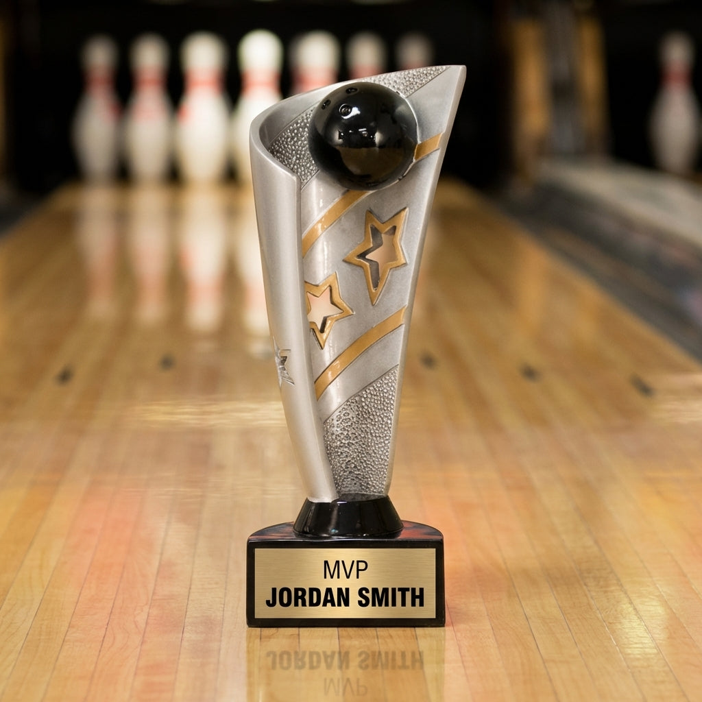 Personalized Bowling Trophy 8.5" - Custom Engraved BNN for Team, Coach & MVP - View 3