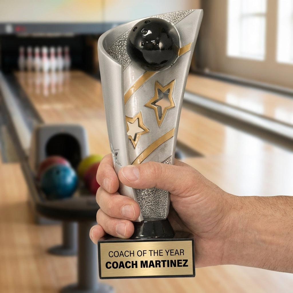 Personalized Bowling Trophy 8.5" - Custom Engraved BNN for Team, Coach & MVP - View 5