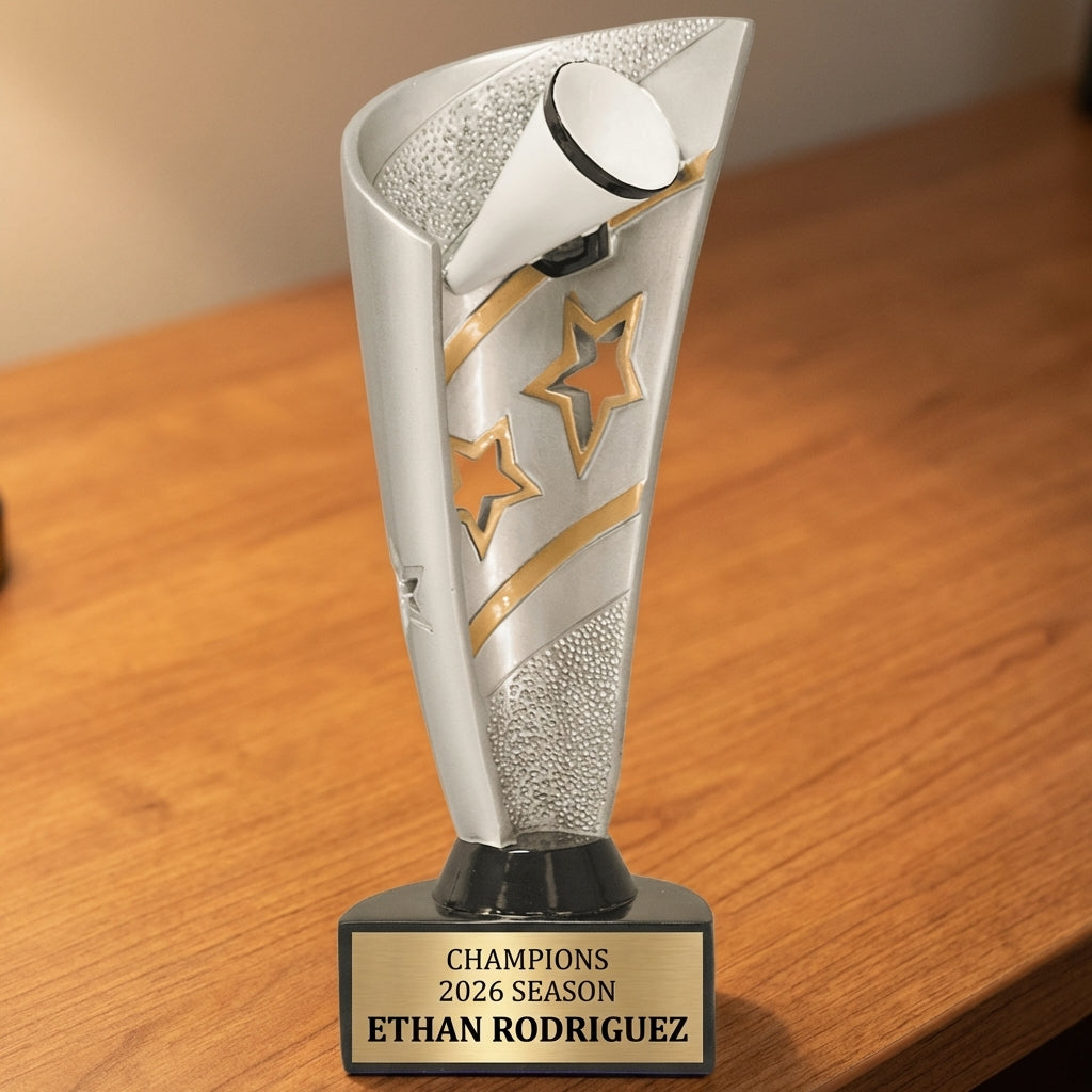 Personalized Cheer Trophy 8.5" - Custom Engraved BNN for Team, Coach & MVP - View 2