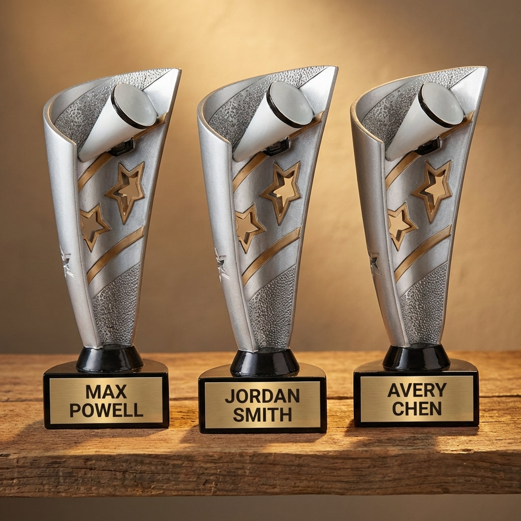 Personalized Cheer Trophy 8.5" - Custom Engraved BNN for Team, Coach & MVP - View 4