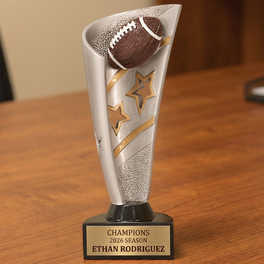 Personalized Football Trophy 8.5" - Custom Engraved BNN for Team, Coach & MVP - View 2