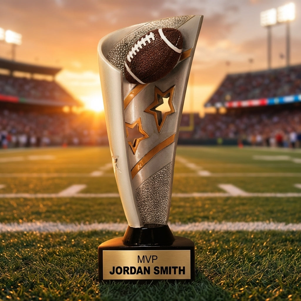 Personalized Football Trophy 8.5" - Custom Engraved BNN for Team, Coach & MVP - View 3