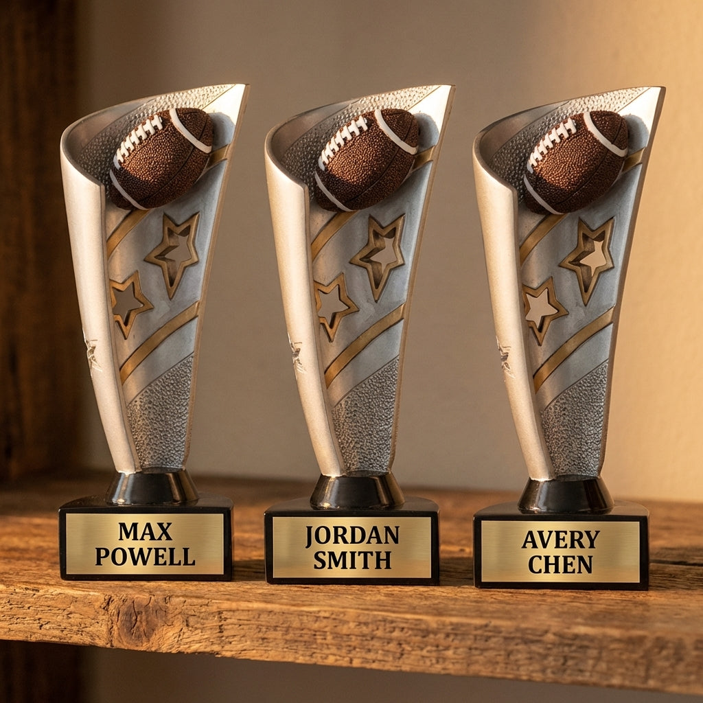 Personalized Football Trophy 8.5" - Custom Engraved BNN for Team, Coach & MVP - View 4