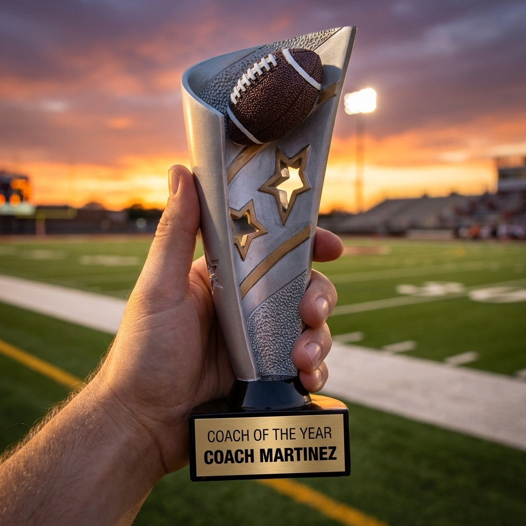 Personalized Football Trophy 8.5" - Custom Engraved BNN for Team, Coach & MVP - View 5