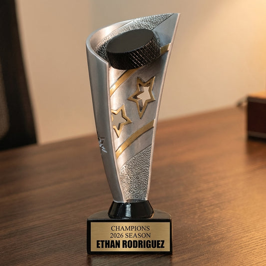 Personalized Hockey Trophy 8.5" - Custom Engraved BNN for Team, Coach & MVP - View 2
