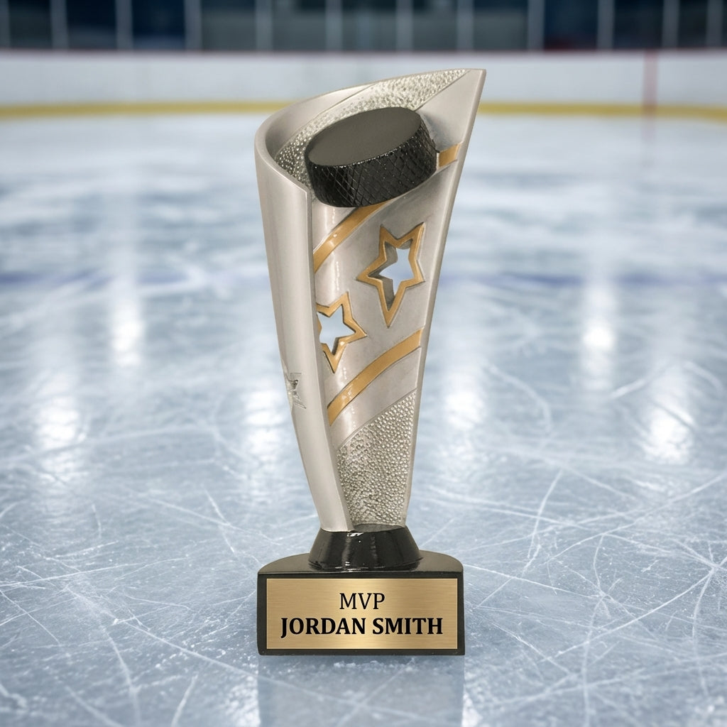 Personalized Hockey Trophy 8.5" - Custom Engraved BNN for Team, Coach & MVP - View 3