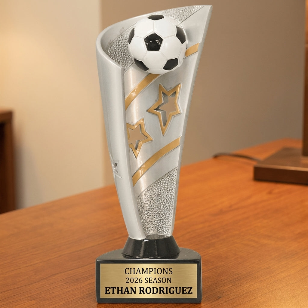Personalized Soccer Trophy 8.5" - Custom Engraved BNN for Team, Coach & MVP - View 2