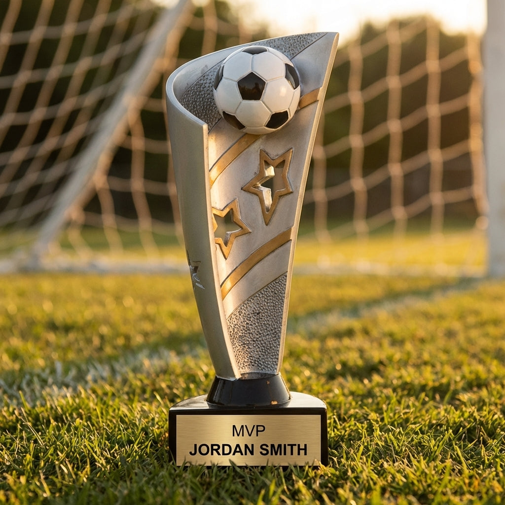 Personalized Soccer Trophy 8.5" - Custom Engraved BNN for Team, Coach & MVP - View 3