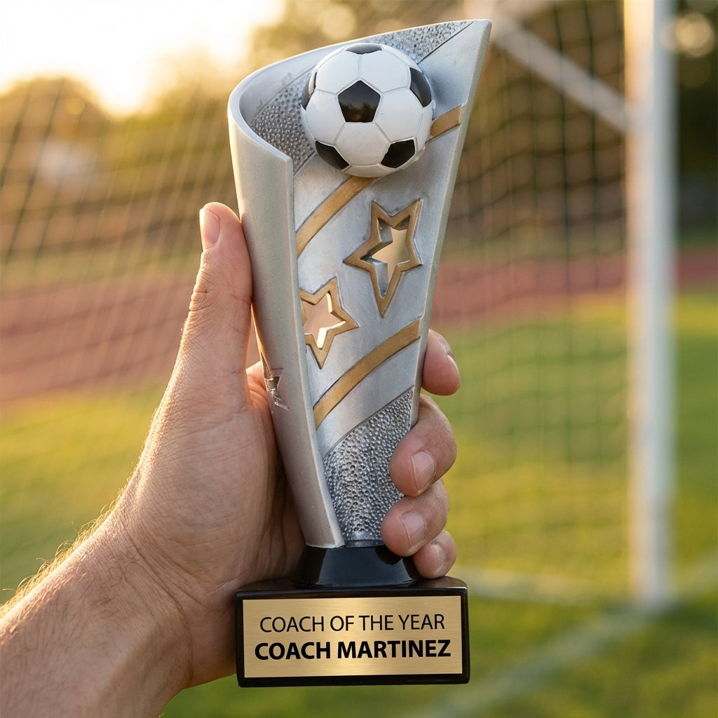 Personalized Soccer Trophy 8.5" - Custom Engraved BNN for Team, Coach & MVP - View 5