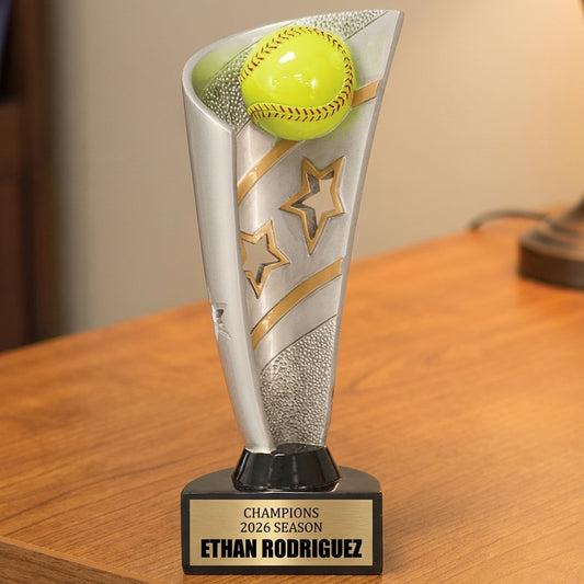 Personalized Softball Trophy 8.5" - Custom Engraved BNN for Team, Coach & MVP - View 2
