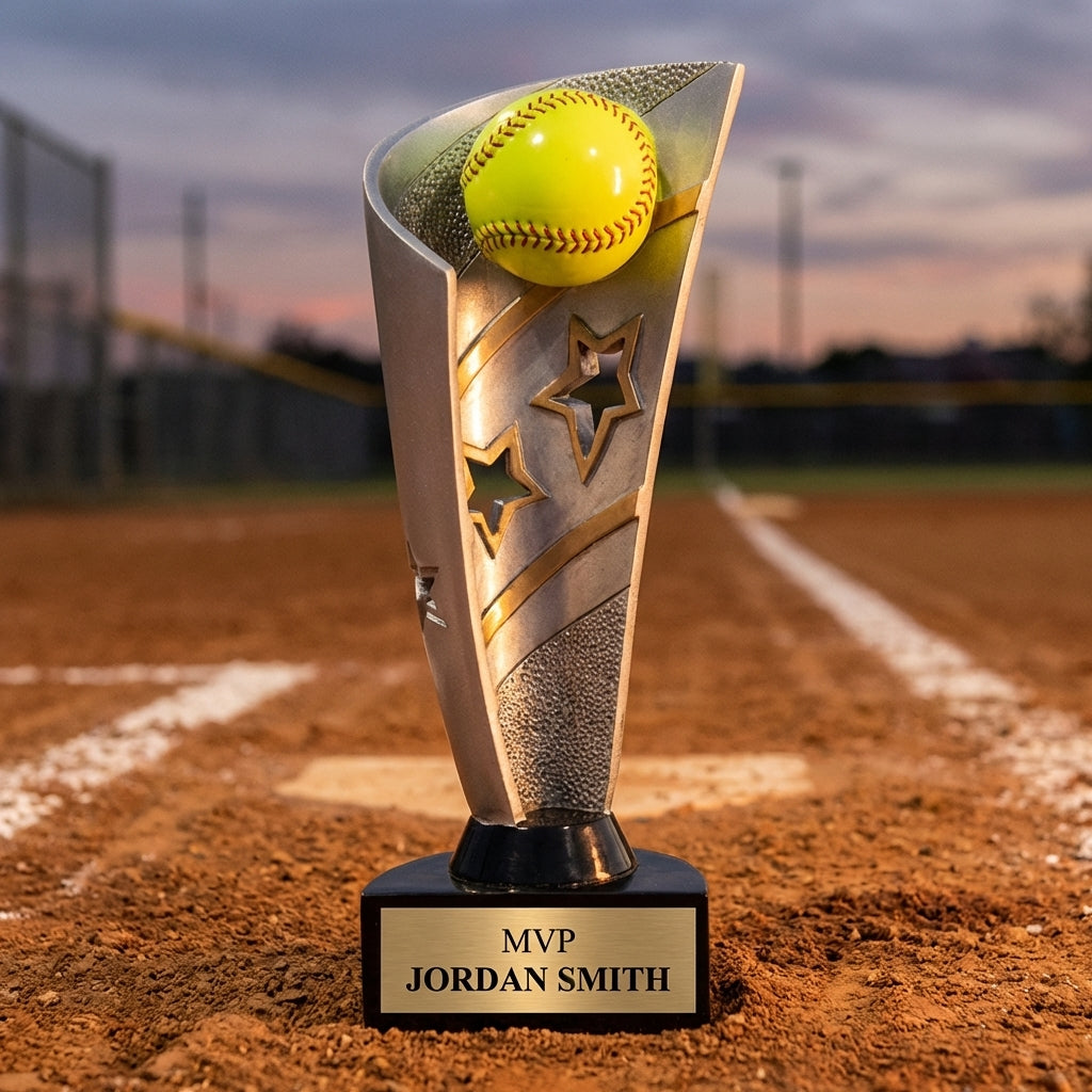 Personalized Softball Trophy 8.5" - Custom Engraved BNN for Team, Coach & MVP - View 3