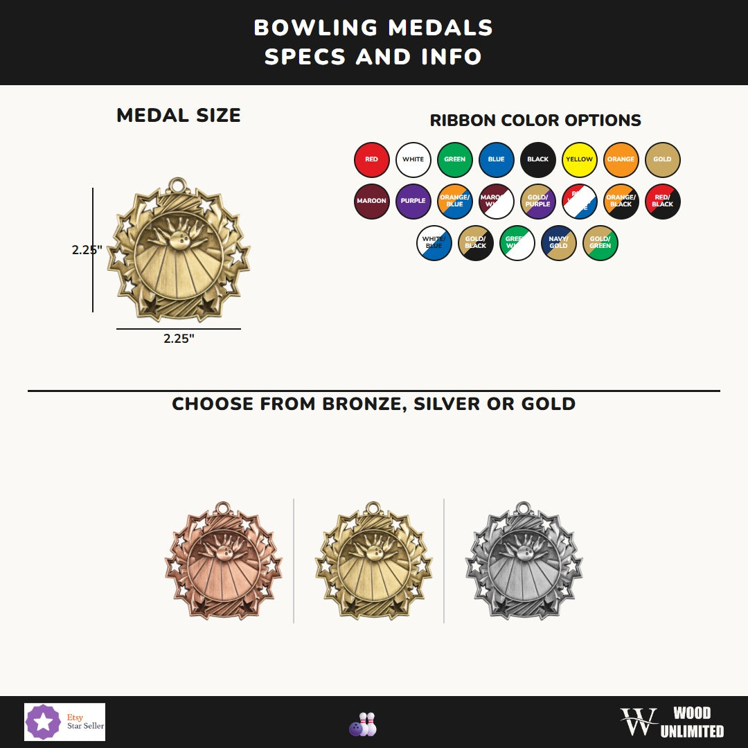 Personalized Bowling Team Medals, Bowler Medallions with Neck Ribbon, Bowler Awards for Players and Coaches - Image 6 of 10