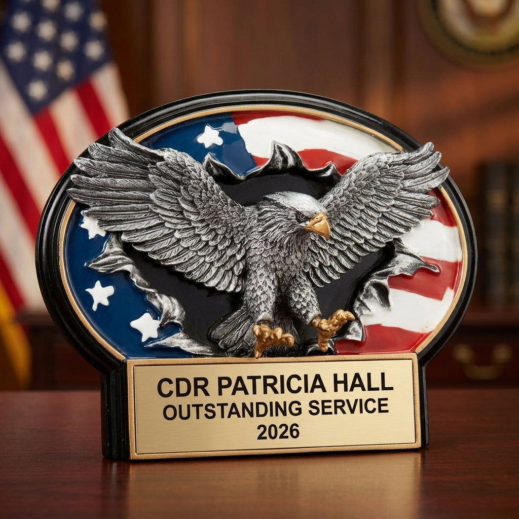 Military Trophy Award | Personalized Gift | Custom Engraved | Retirement | Promotion | Service Recognition - View 1