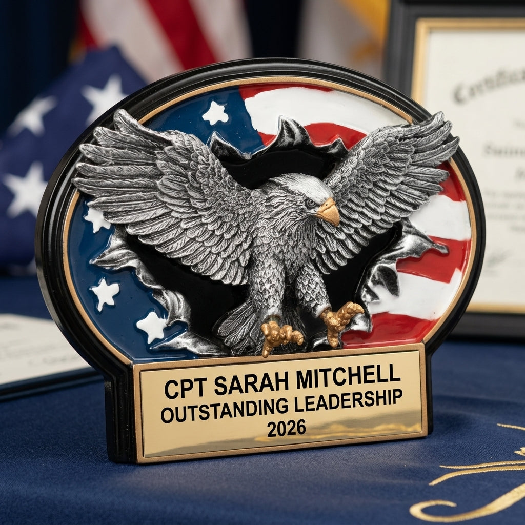 Military Trophy Award | Personalized Gift | Custom Engraved | Retirement | Promotion | Service Recognition - View 2