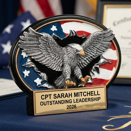 Military Trophy Award | Personalized Gift | Custom Engraved | Retirement | Promotion | Service Recognition - View 2