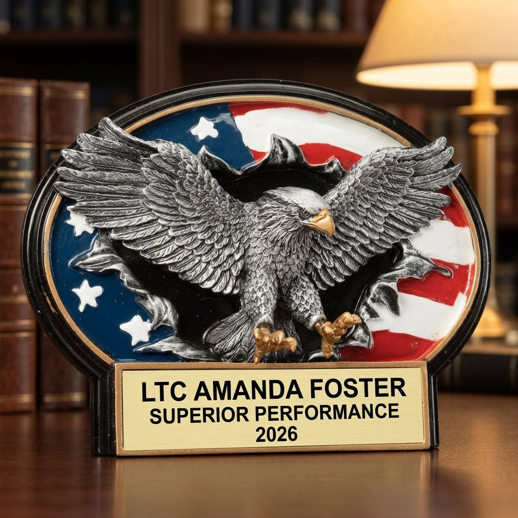 Military Trophy Award | Personalized Gift | Custom Engraved | Retirement | Promotion | Service Recognition - View 3