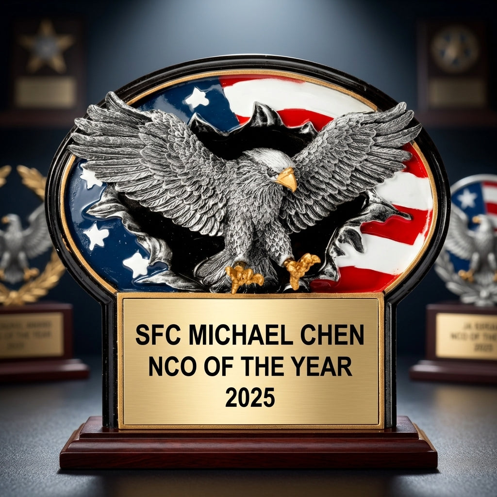 Military Trophy Award | Personalized Gift | Custom Engraved | Retirement | Promotion | Service Recognition - View 4