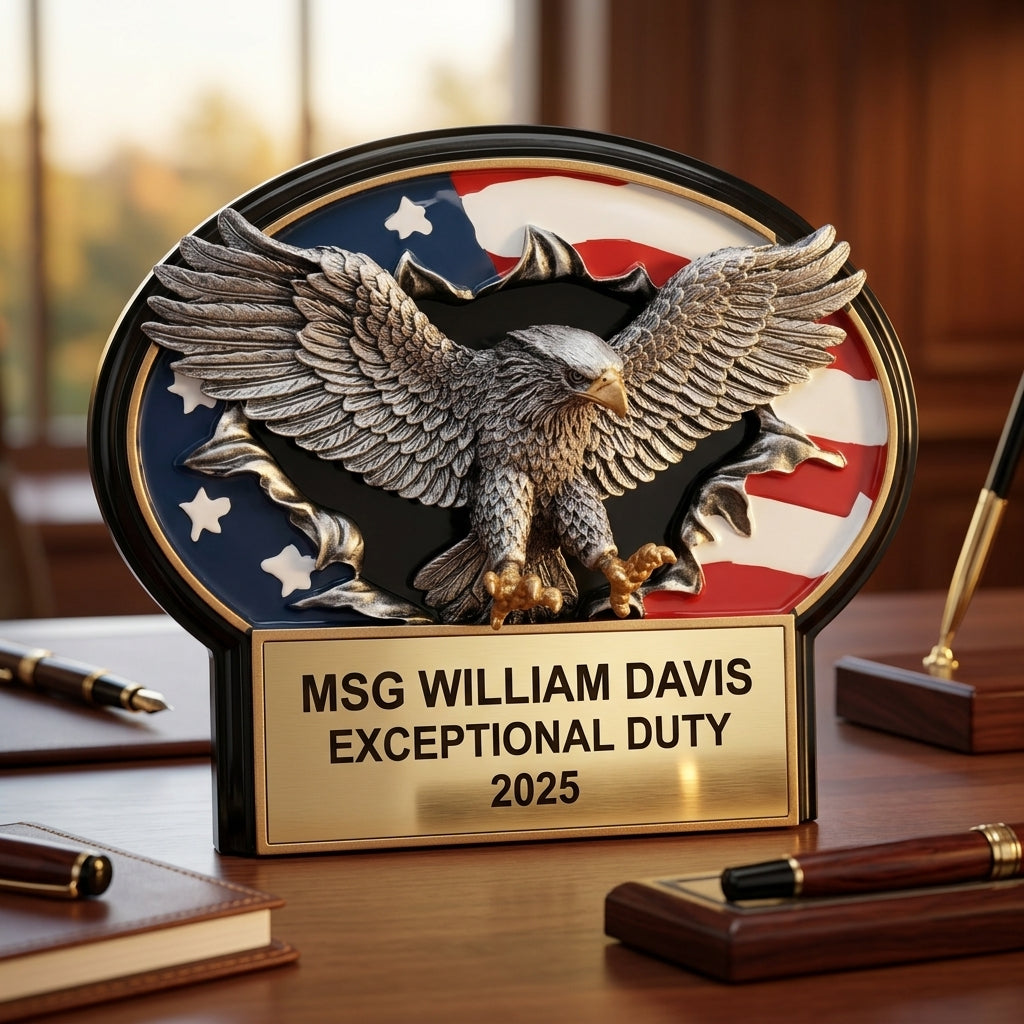 Military Trophy Award | Personalized Gift | Custom Engraved | Retirement | Promotion | Service Recognition - View 5