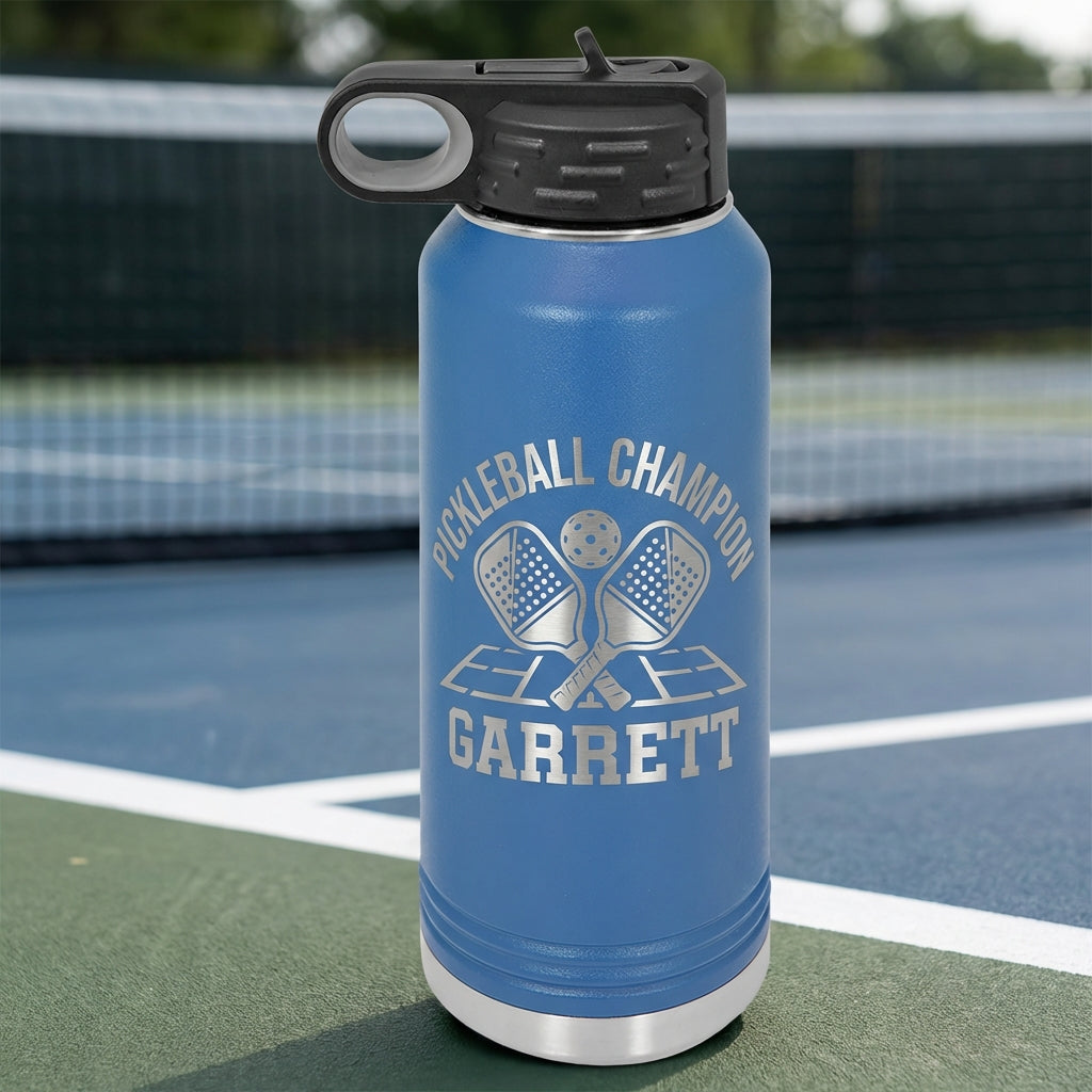 Personalized Pickleball Champion Gift Water Bottle - Sporty - Durable - Custom Name - View 3