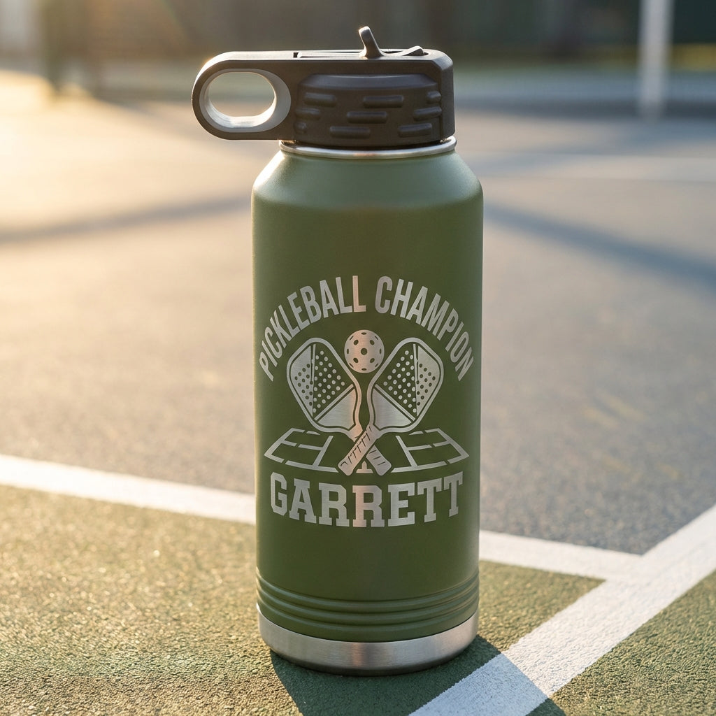 Personalized Pickleball Champion Gift Water Bottle - Sporty - Durable - Custom Name - View 7